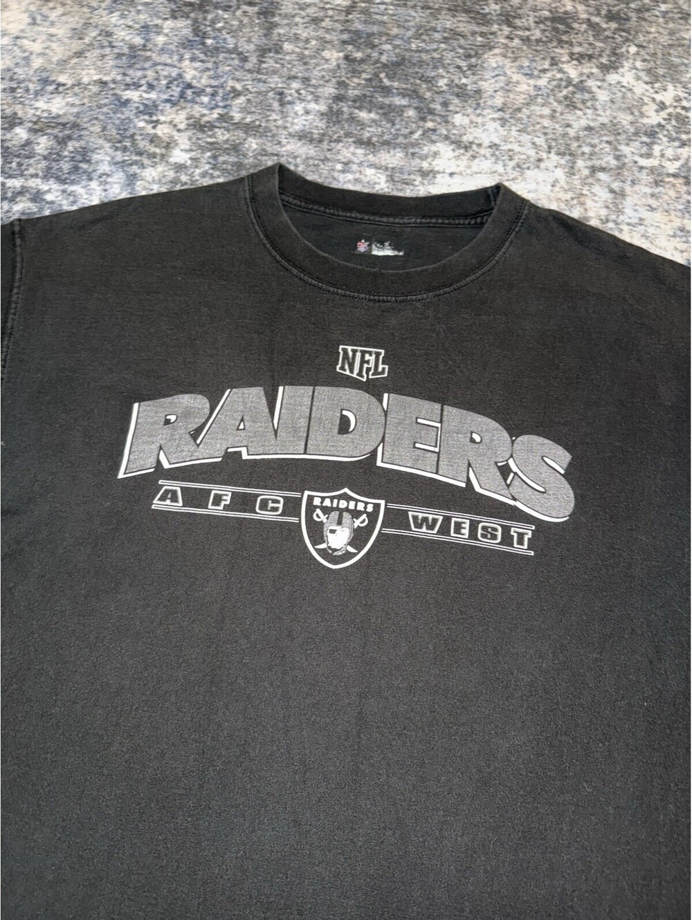 Vintage Oakland Raiders NFL AFC West Black Graphic T Shirt Men’s XL Football